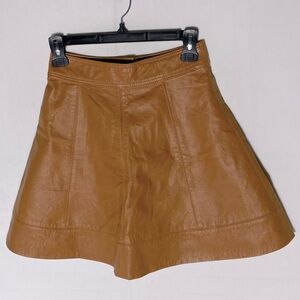 Vintage Y2K Bebe Yellow Ochre Leather Mini Skirt 0